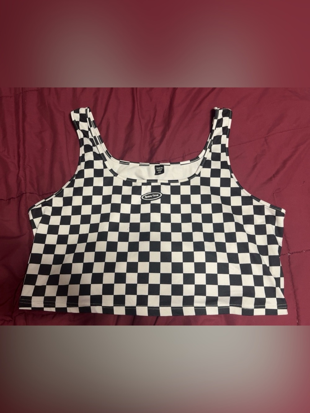 SHEIN Black & White Checkerboard Crop Tank